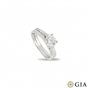 Platinum Round Brilliant Cut Diamond Ring 1.02ct E/SI2